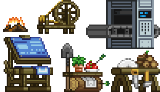 Some of the available crafting stations